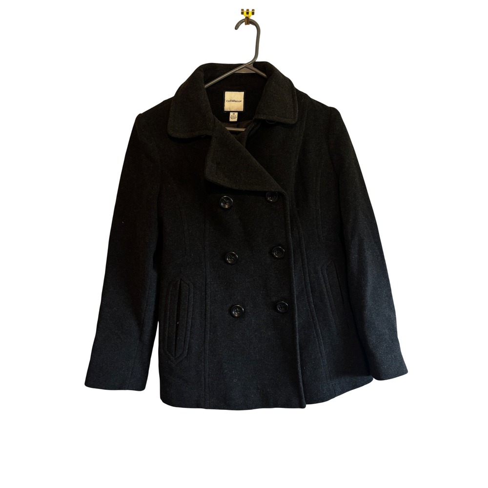 Croft & Barrow Womens Charcoal Gray Wool Blend Double Breasted Pea Coat Size M